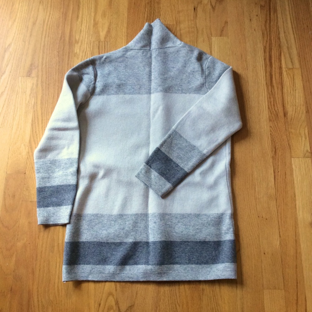 Gray multi-striped ⭐️ open cardigan ⭐️ merino and cashmere ⭐️ pockets ⭐️ - Picture 3 of 8